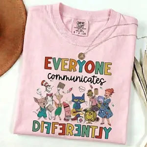 Comfort Colors Everyone Communicates Differently Shirt, Autism Awareness Shirt, Autism Puzzle Pieces Shirt, Autism Shirt, Autism Month,Autism Support Shirt