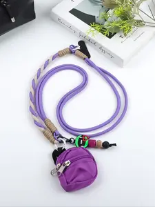 Sports Theme Lanyard Keychain, Baseball Basketball Rugby Elements, Adjustable Angle, Mini Storage Bag for Earphones Coins Keys, Gift for Sports Enthusiasts