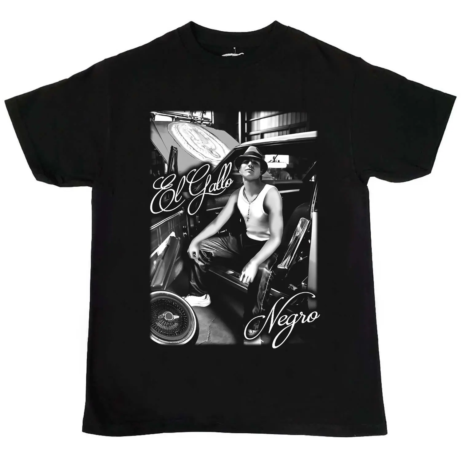 El Gallo Negro Unisex Short-Sleeve Crew Neck Cotton Basic Sports Top - Menswear, Sporty Chic, Ideal for Work, Street Chicano Mex Style Daily Wear & Gifting (Pairs with Jeans)