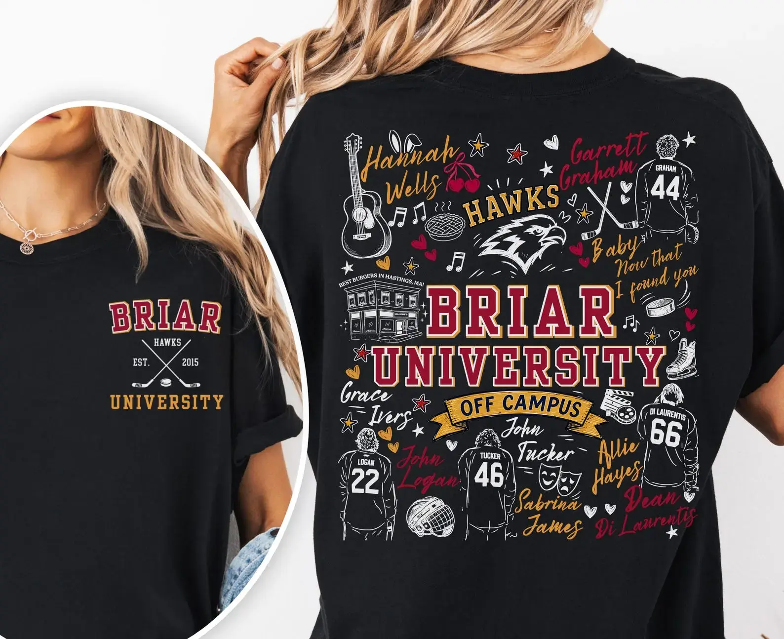 Briar U Hockey Shirt Off-Campus Garrett Graham Dean Di Laurentis John Logan T-Shirt University Hockey Romance Book Lover Gift Tee Booktok