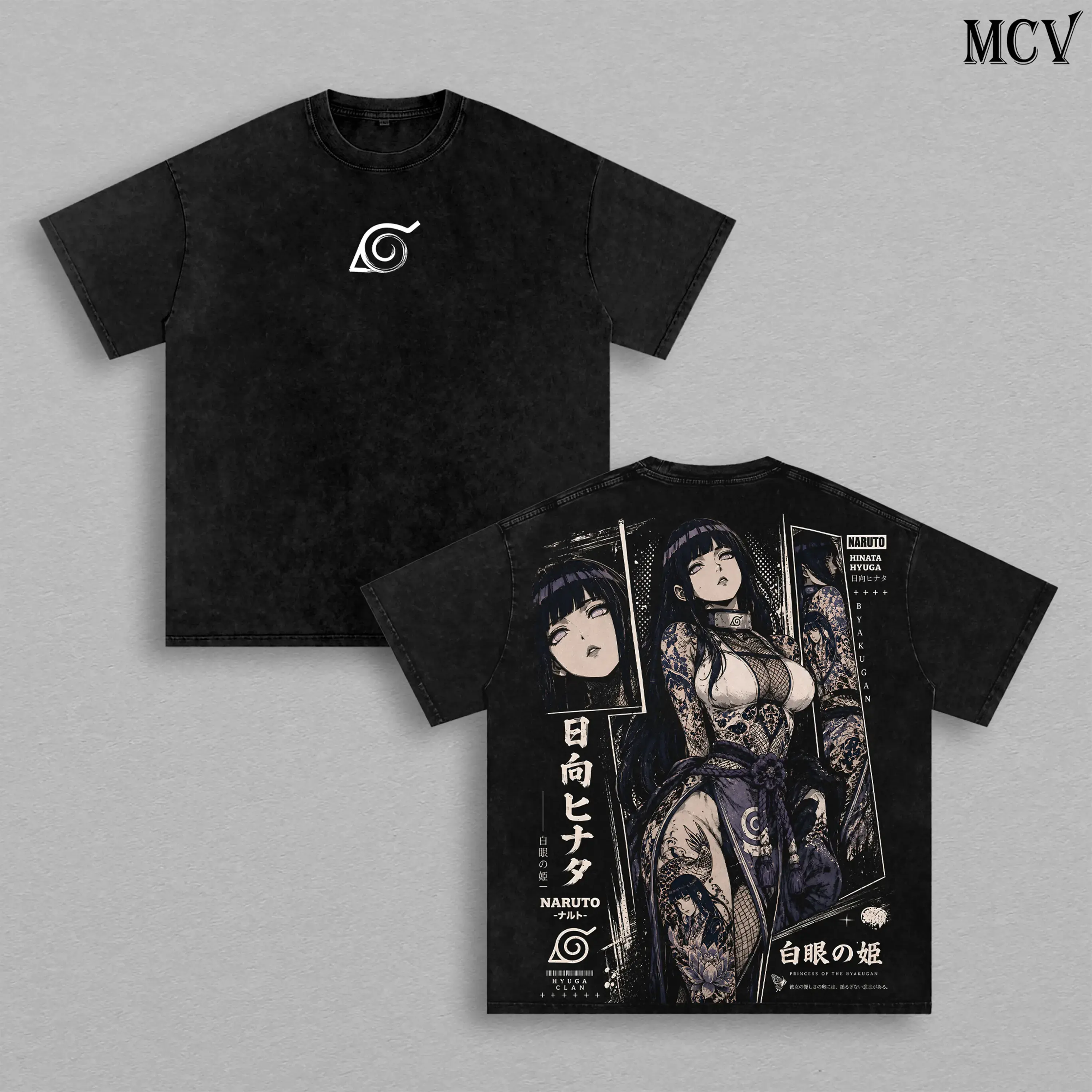 Hinata Hyuga Naruto Tee – Hinata Hyuga Vintage Washed T-Shirt | Byakugan Princess | Hyuga Clan Anime Manga Graphic Tee | Heavy Cotton Unisex Oversized Streetwear Top