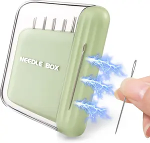 Portable Travel Magnetic Sewing Needles Case with 5 Sizes 10 PCS Sewing Sharp Needles Hand Quilting Needles,Embroidery Needles Magnetic Needle Holder for Hand Sewing Art Crafts Repair(Green)