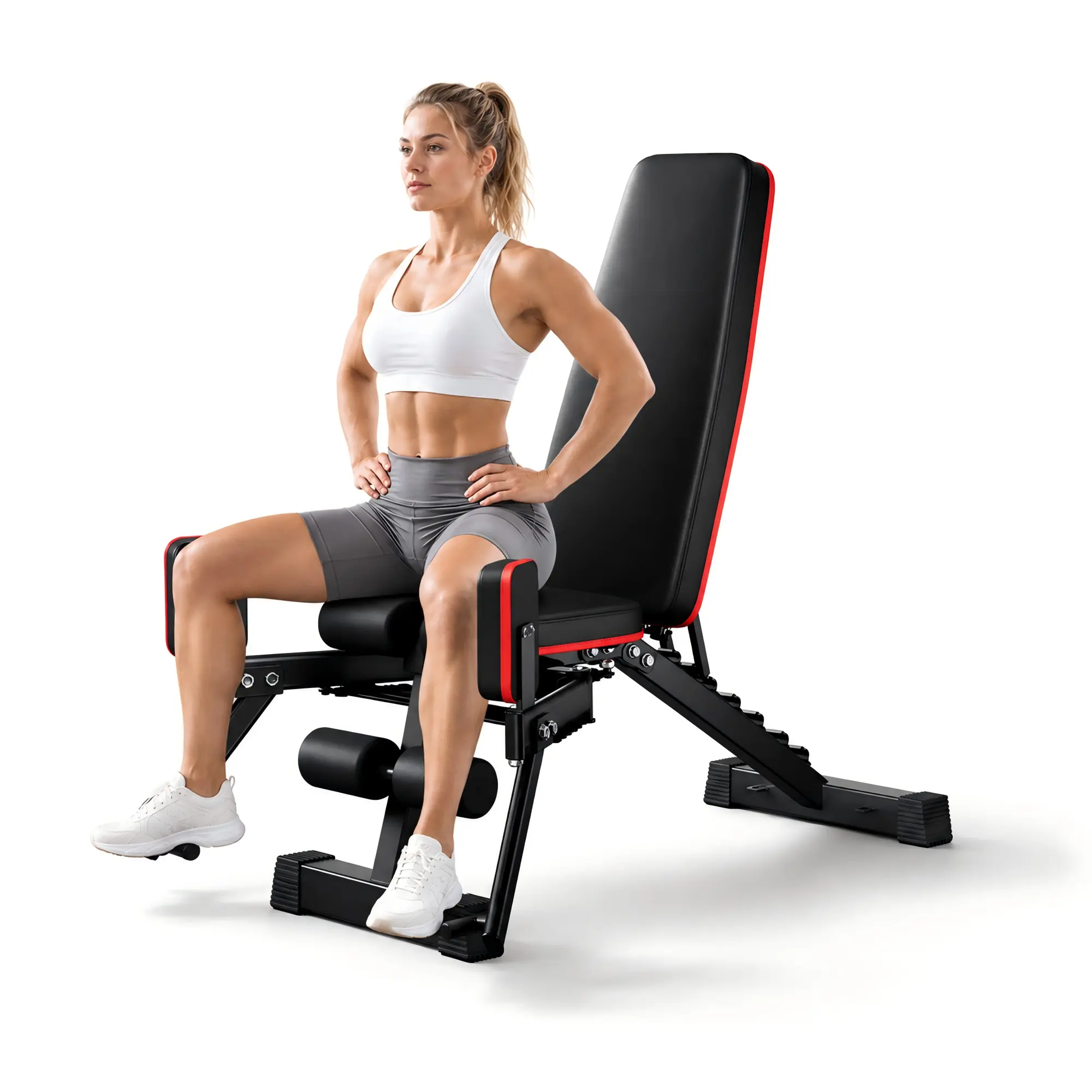 KINMAC Adjustable Weight Bench with Hip Abduction Trainer, 2 in 1 Foldable Workout Bench Press with Resistance Ropes, Multi-Angle Incline Decline Flat Exercise Bench, 660 LBS Capacity Home Gym Strength Training Bench for Full Body Workout