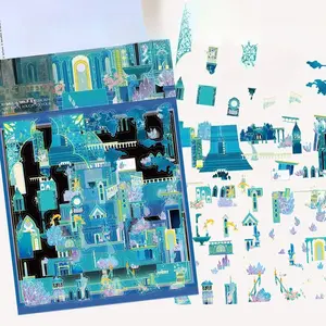 Three Silent Crystal Realm Landscape Transparent PET Stickers - Suitable for Waterproof Decorative DIY Creative Stickers for Suitcases, Phone Cases, Laptops, Helmets, and Skateboards