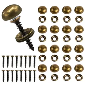 Brass Decorative Screws with Caps, 16 count  Screws for Cabinet Doors, Windows & Mirrors (15mm)
