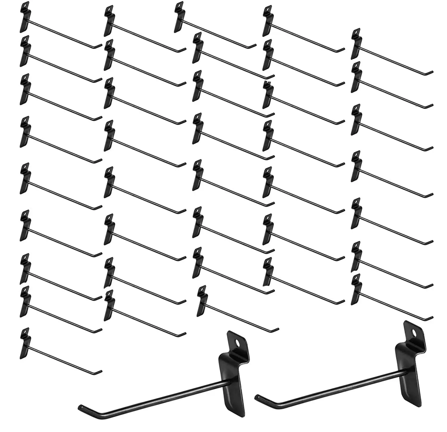 100 Pack 4 inch Slatwall Hooks, Black