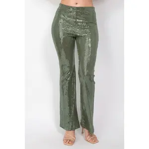 Sequined Fit & Flare Midrise Pants