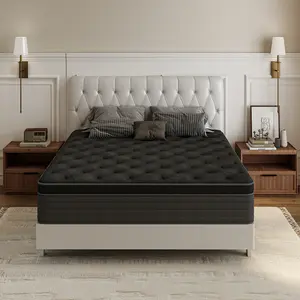 Luxury 12/14-inch spring mattress with memory foam and independent pocket springs. Ideal for home and hotel use, it features an ergonomic design and delivers a comfortable and supportive sleeping experience.