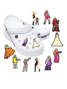 10 pcs Cartoon PVC Shoe Accessories, Pop Singer Series for Slippers, Insoles, Bubble Slides, Sandals, Ideal PVC Shoe Decorations