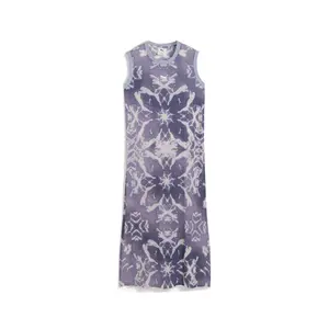 PUMA Womens Dare To Mesh Column Tie-Dye Sleeveless Maxi Dress Casual Casual - Blue