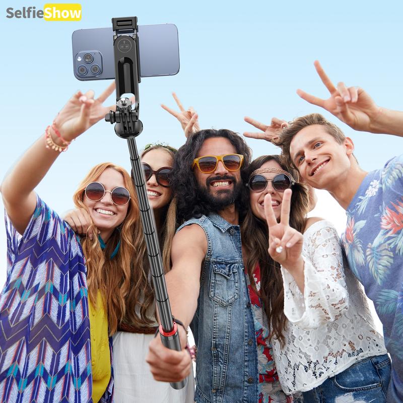 52"Portable alloy frame selfie tripod with wireless Bluetooth controller and detachable fill light,Easy to carry outdoors,Selfie Stick