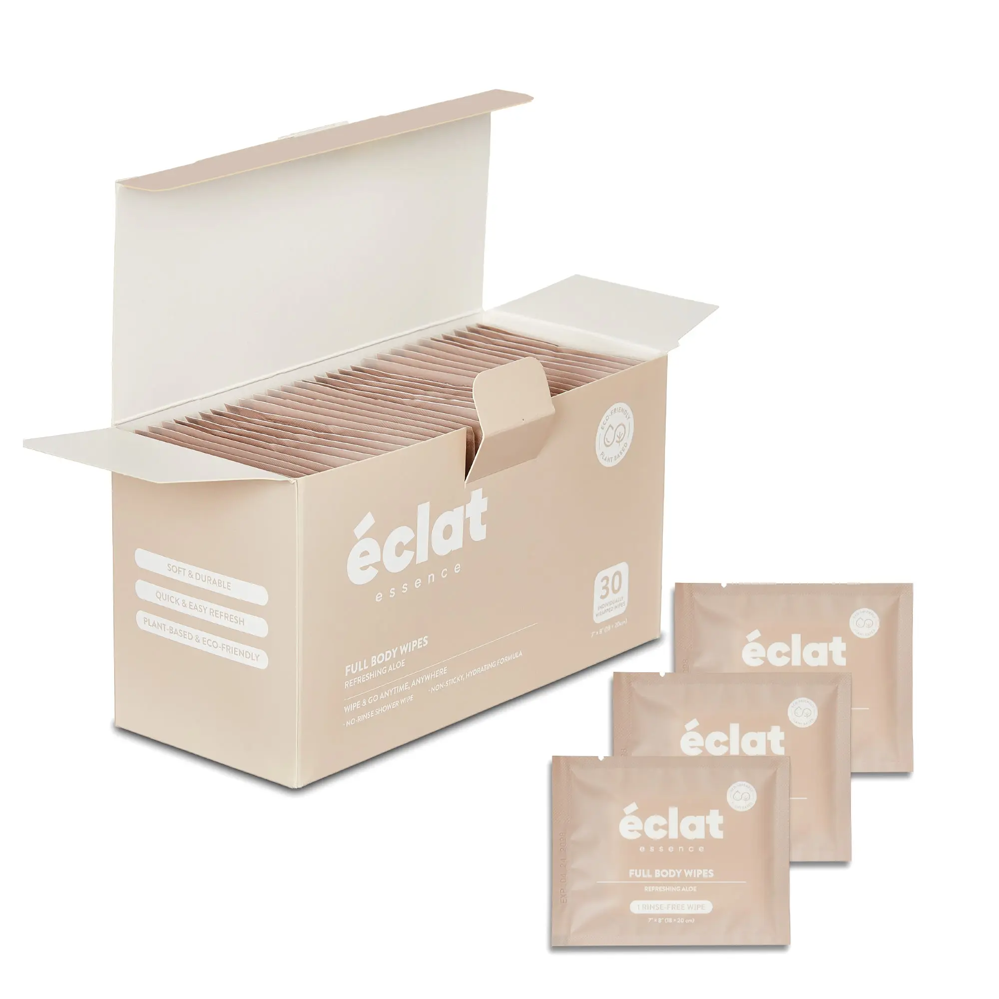 Éclat Full Body Cleansing Wipes - No-Rinse Shower Alternative for Adults
