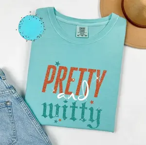 Comfort Colors Pretty and Witty TShirt, Sparkle Graphic Tee for Women, TS Shirt, 12th Album Shirt, Confident Girl Aesthetic, Gift For Her, Full Colors