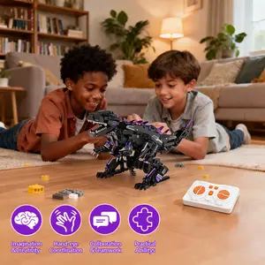 5-in-1 Transformable Robot Dinosaur Building Set, STEM DIY Building Blocks with App & Remote Control, Educational Science Toy for Kids Ages 8+