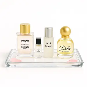 Acrylic Vanity Tray With Gift Box For Bathroom, Office & Home Decor - Strong & Durable Jewelry & Makeup Organizer