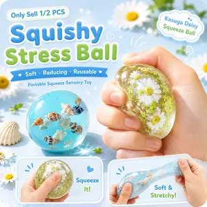 1/2 PCS Squishy Stress Balls, soft reducing Ball, Kasuga Daisy, Reusable, Portable Squeeze Sand Glutinous Squishy Fidgets Sensory Fidgety Toy, for Kid Boys Girls Teens Adult Women Men Kindergarten Birthday Christmas New Year
