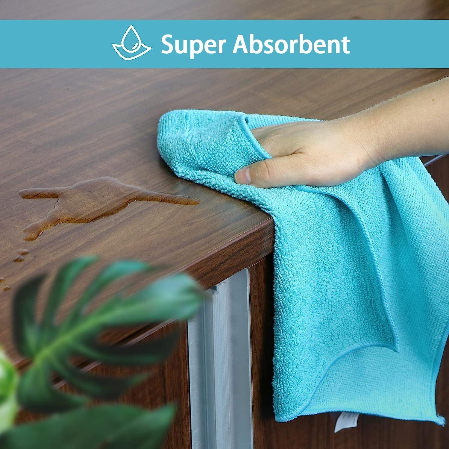 Multi-Color Microfiber Cleaning Cloths:  Super Absorbent, Quick-Drying, Lint-Free