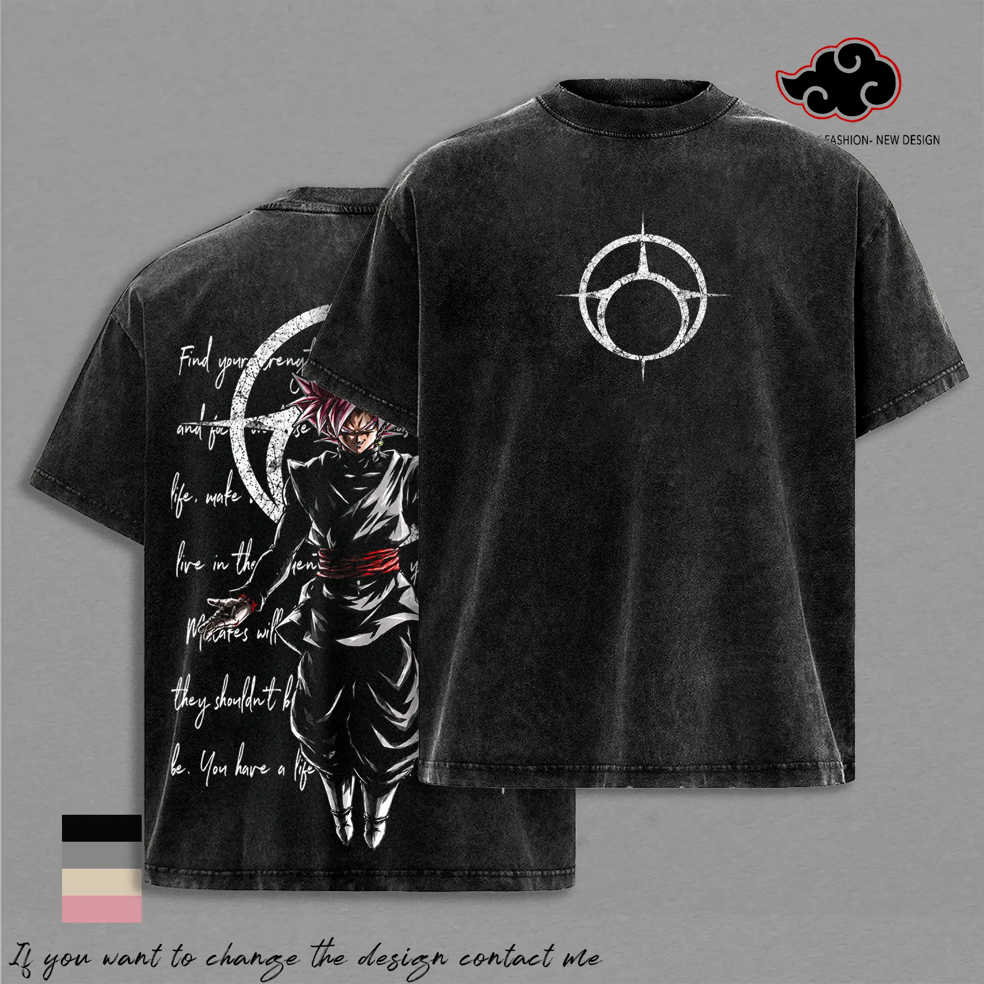 Kakarot  Black x Zamasu Fused Zamasu Dark Saiyan Rosé Warrior Anime Vintage Washed Oversized Graphic Tee Crimson Aura Villain Heavyweight Cotton Streetwear Shirt DBZ