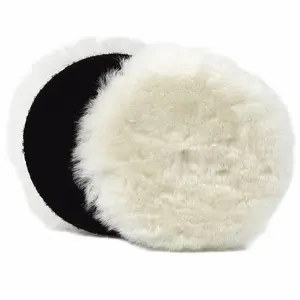 2 count 7 Inch Lambs  Polishing Pads with Hook and Loop , Soft Sheepskin Buffing Pads for , Boat, Furniture, Floors and So On