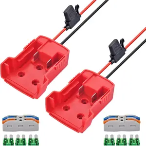 2 Packs Power Whee-l Adapter Compatible with Milwaukee Battery, 18V Adapter Power Whee-l Battery Converter Kit with Fuse Holder and 30Amp Fuses for DIY, RC Toys and Robotics, Red