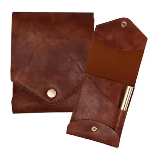 OIDEA Vintage Handcrafted Small Bifold Wallet with Pen, PU Leather Coin Purse Card Holder for Men Women summerwins