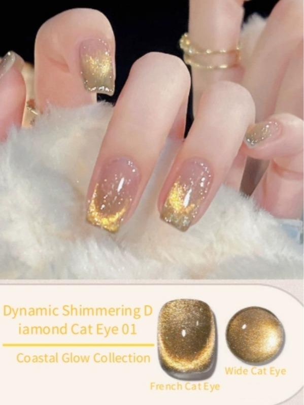 FZHI NAIL Dynamic Shimmering Diamond Cat Eye 10 Coastal Glow Collection Wide Cat Eye French Cat Eye