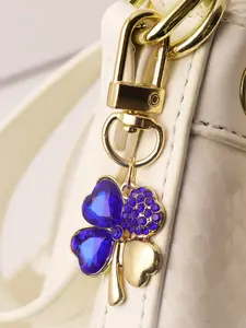 1 piece Blue Four Grass Charm Pendant Chain Pocket Keychain Strap Hangings Decoration bag charms for Key Bag Purse