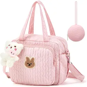 Small Diaper Bag Tote, Multifunction Bag with Silicone Pacifier Holder Case Travel Crossbody Handbag