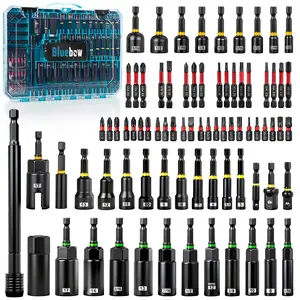 80PSC Magnetic Impact Nut Driver Set - Metric & SAE with Socket Adapters, Wing Nut Driver, Bit Holder, Universal Sockets, Quick Release Extension, Power Bits, 1/4'' Quick Change, Storage Box
