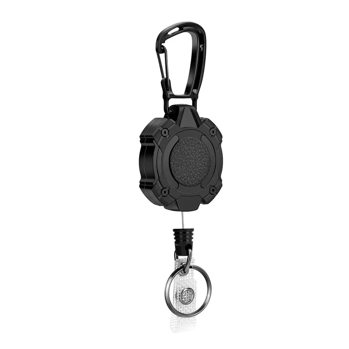 Round Retractable Keychain, 1 Count Portable Badge Holder with Carabiner, Identification Badges & Supplies, Badge Reels Retractable for Students Teachers Gift, Retractable Badge Holders