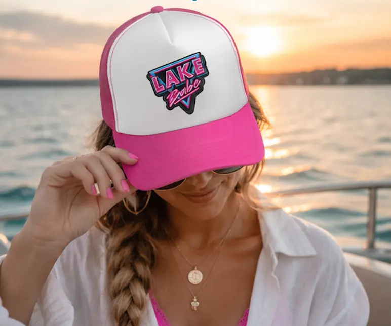 Lake Babe Trucker Cap | Retro Neon Patch Truckers