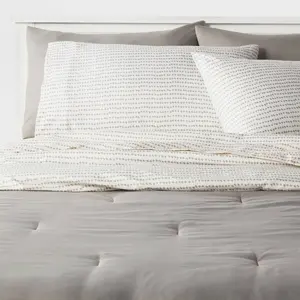 7pc Full Solid Microfiber Comforter & Sheets Set Gray - Room Essentials