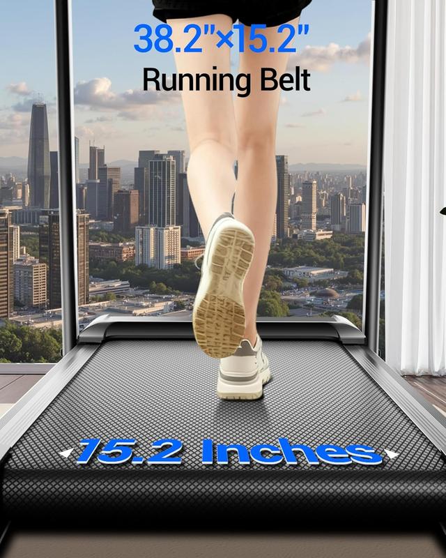 Incline Foldable Treadmill, 0.6-7MPH for Home 3.0HP Treadmills Screens Display Portable Walking Pad with Handle 300 LBS Capacity