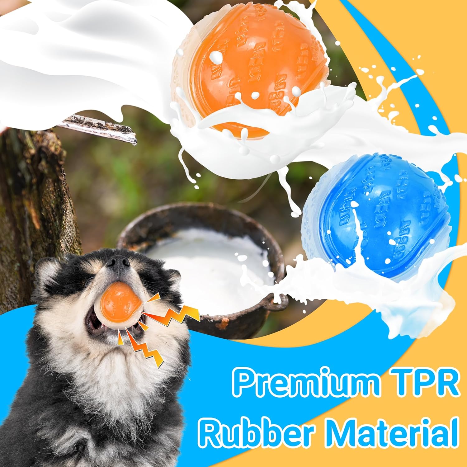 Glow Dog Ball, 2.5” Squeaky Dog Toy Ball, Dog Rubber Ball Toys for Small and Medium Dogs, Durable Dog Fetch Toys Puppy Chew Toys