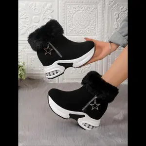 Women's Fashion Leopard Print Boots, British Style Short Ankle Boots, Waterproof Thick Sole Shoes for Fall & Winter