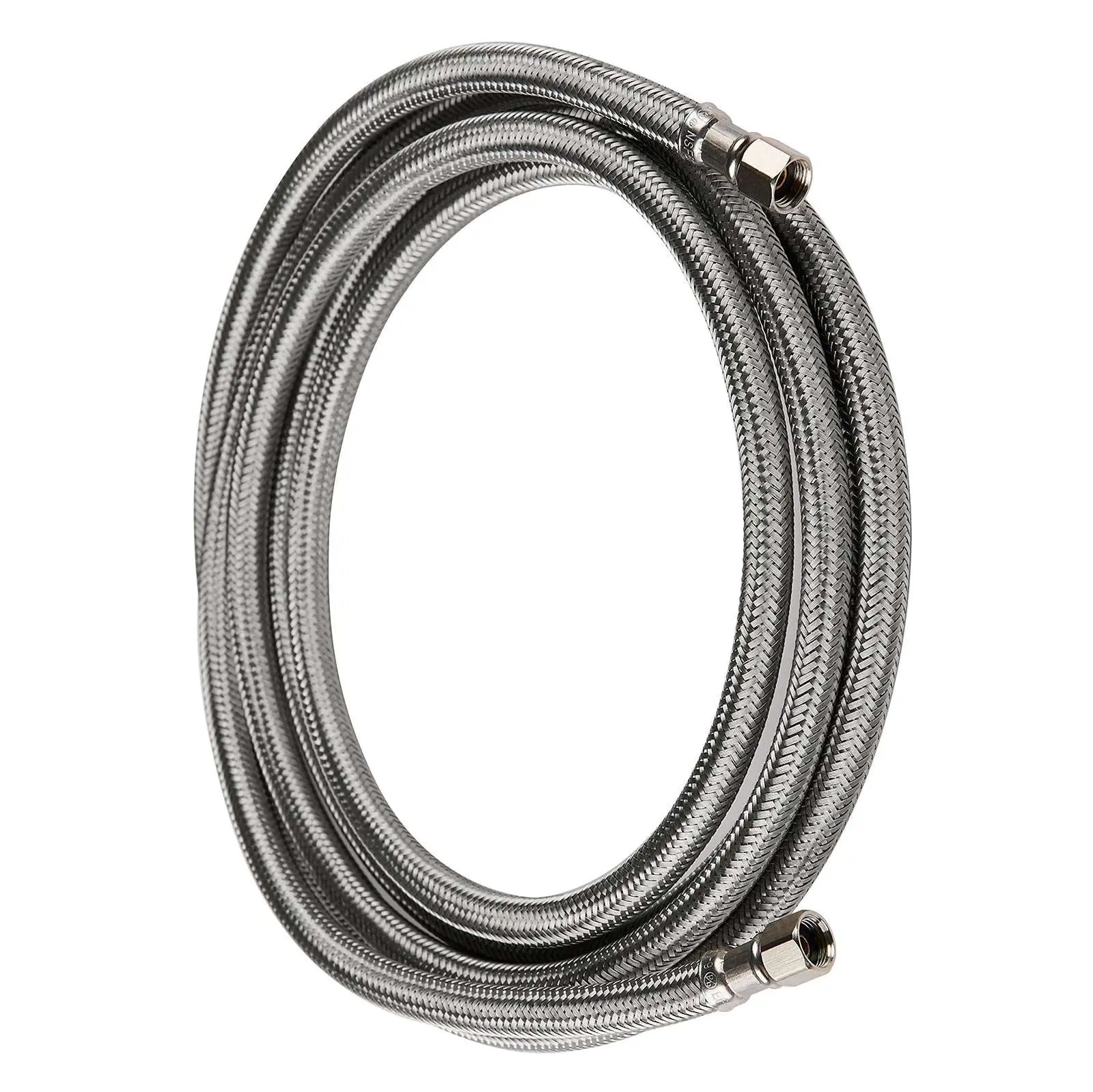 10-Pack 12ft Ice Maker Hose, with 1/4" Comp by 1/4" Comp Connection, Stainless Steel Braided Hose