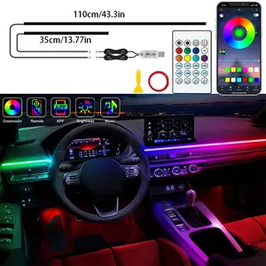 USB plug Car Interior Symphony Multi color Ambient Light Strip plug and play dream RGB console LED strip, APP Control Remote, Interior Neon Lights Accessories
