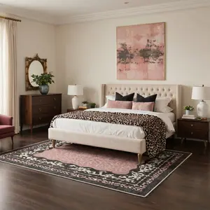【Deals For You Days】BEIMO Non Slip Area Rug Machine Washable Soft Floor Carpet Pet Friendly Home Rug for Bedroom Living Room Kitchen Hallway Indoor Home Decor,ARN5279-PINK VELVET