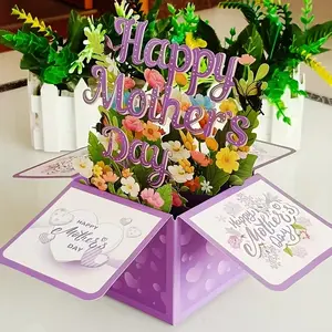Mother's Day Greeting Card with 3D Carved Box Design, Includes Envelope, Perfect Gift for Mom, Unique Motherhood Celebration Item, Vertical Cards, Stationery