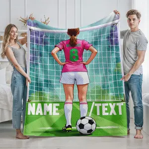 Personalized Female Soccer Player Blanket with Number 8 Print  Custom Name and Text  Perfect Sports Gift for Soccer Enthusiasts and Fans  Ideal for Home  Stadium Viewing  Outdoor Activities  and Major Holidays lik Personalized Flannel Blanket