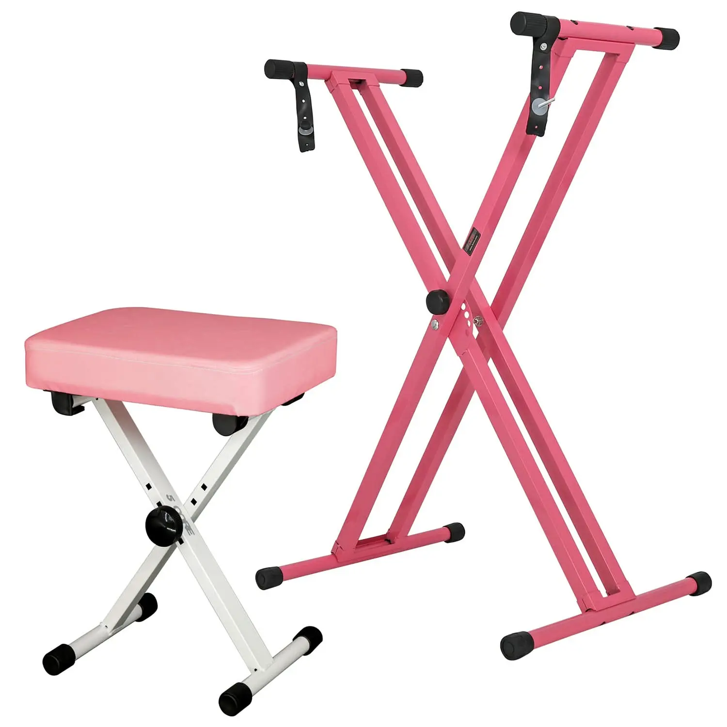 5 Core Keyboard Stand Piano Bench Combo Adjustable Key Board Stands 3" Padded Musician Chair Set