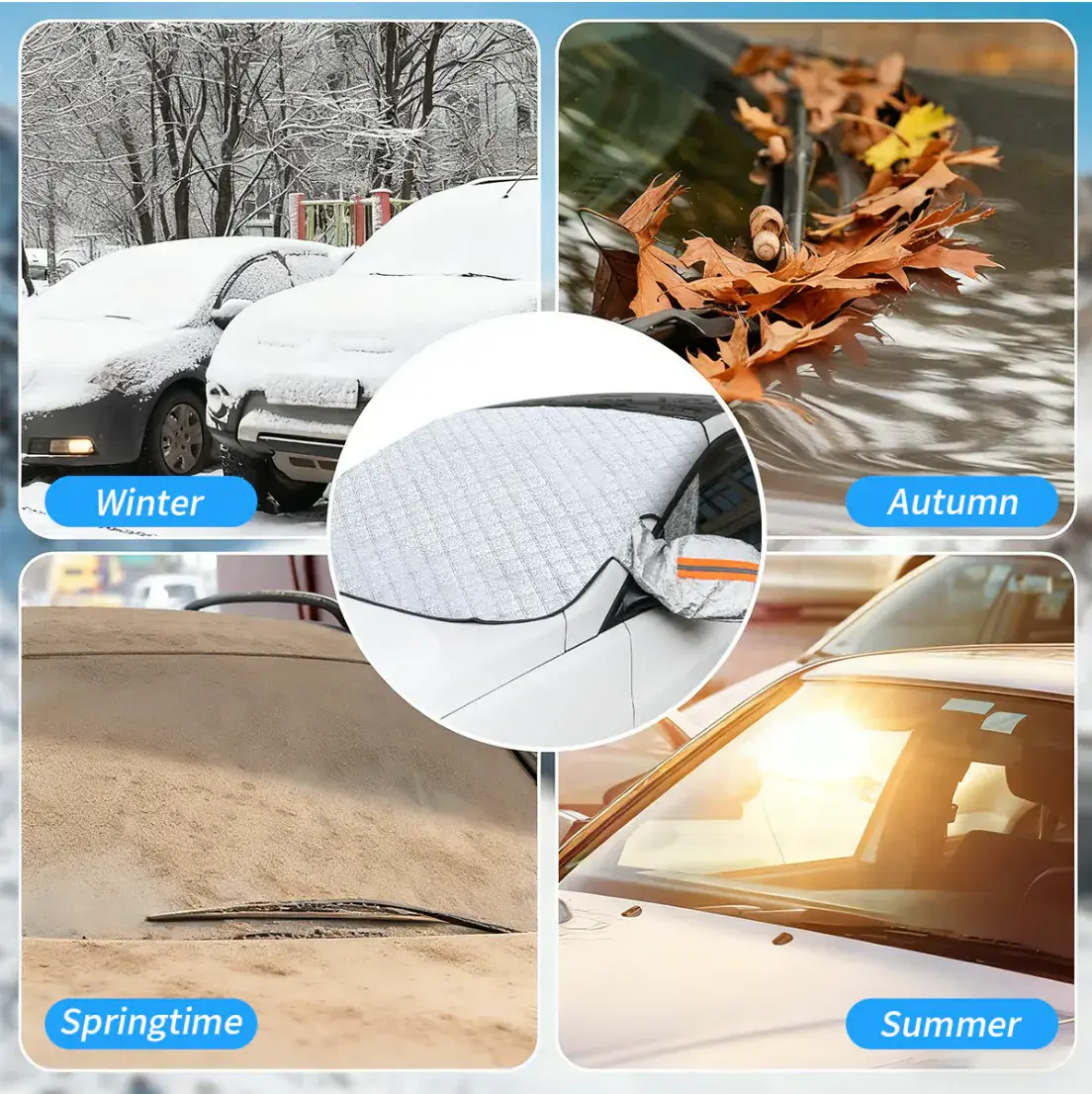 Car Windshield Cover - Versatile All-Season Waterproof Sunshade, Durable Material Car Exterior Accessory for Winter Ice/Frost Protection, Summer Sun Shielding, Dust & Rain Protection, Windshield Protector Car Covers & Shelters