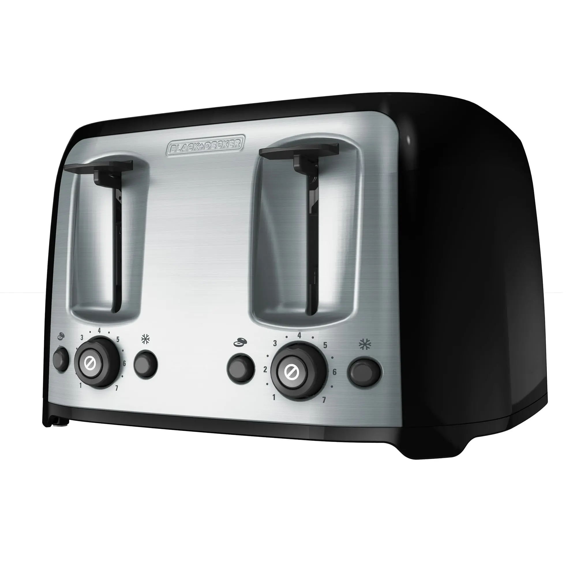 BLACK+DECKER 4-Slice Toaster with Extra-Wide Slots, Black with Stainless Steel Accents, including Crumb Tray
