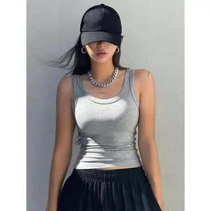 Camisole Tank Soft Top For Women Summer Outfits Tight And Sexy Tank Top Knitted Bottom Shirt And Sleeveless Top For Outerwear Cotton Light Womenswear Viscose Casual Basic