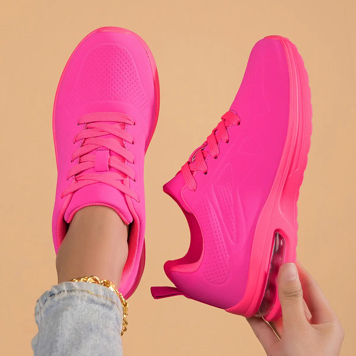 Women's Height-Increasing Athletic Shoes - Low-top, Lace-Up Design with Simple Solid White Color - Versatile Sneakers for Running Fitness and Walking