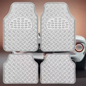 Essential Car Floor Mats Set - 4 Universal Fit PVC Mats for Front & Rear Non-Slip Stain-Resistant Easy to Clean All-Weather Protection