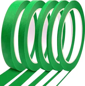 Pinstripe Tape 5 Rolls Masking Tape 1/16", 1/8", 1/4", 1/2", 3/4" - Thin Painters Masking Automotive Tape for DIY, Car, Auto, Paint, Art, Tumblers (Green)