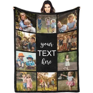Custom Blanket with Photo Text Personalized Blanket and Throw with Picture Customized Blanket for Mom Father Baby Family Grandma Birthday Gifts for Women