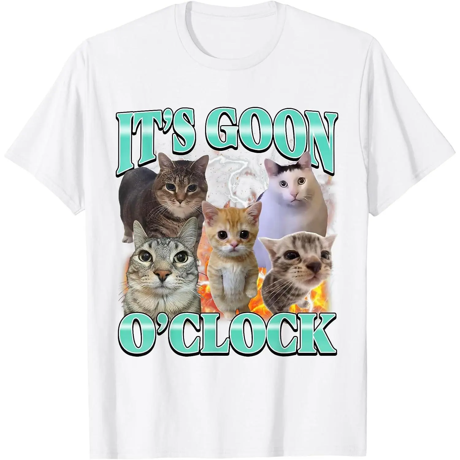 100% Cotton Gooning O'clock Funny Offensive Cat Meme Bootleg Men Women T-Shirt Unisex White Clothing Streetwear