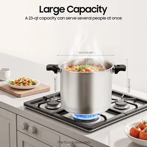 22L/23Qt Thickened Explosion-proof Pressure Cooker 2026 Trending Aluminium Alloy 90Kpa Max Pressure 12.59*11.02in for Gas Electric Ceramic Stove Cookware